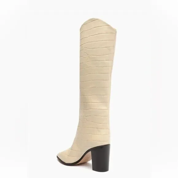 Schutz Maryana Croc-Embossed Leather Boots - Picture 5 of 9